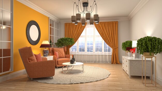 3d illustration of the living room interior