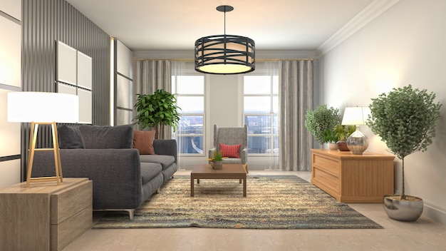 3d illustration of the living room interior