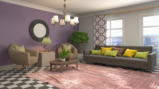 3d illustration of the living room interior