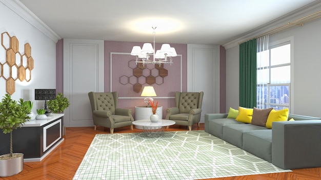 3d illustration of the living room interior