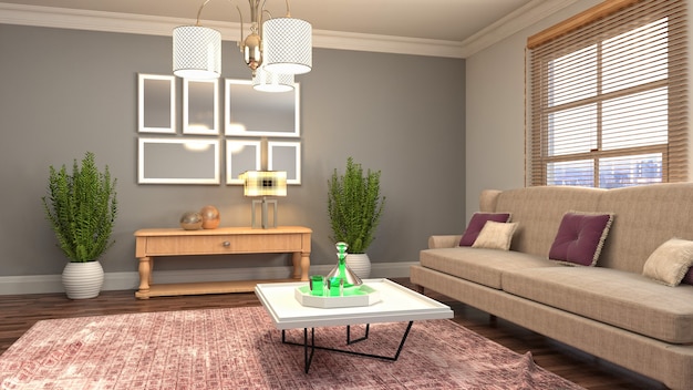 3d illustration of the living room interior