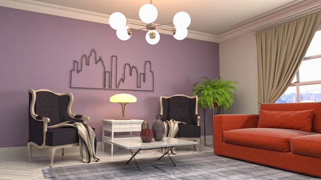 3d illustration of the living room interior