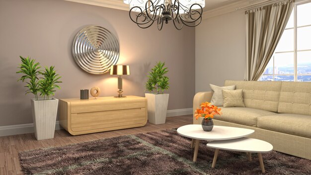 3d illustration of the living room interior