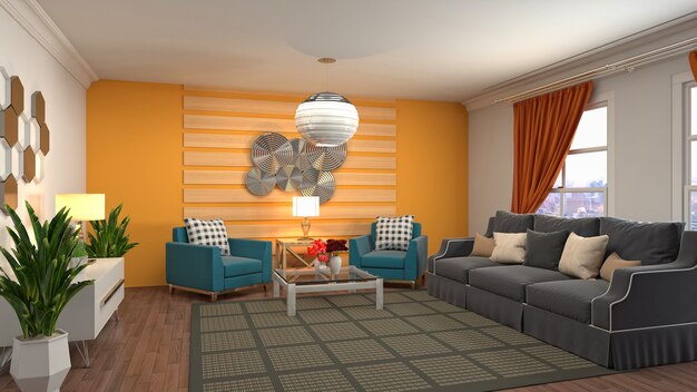 3d illustration of the living room interior