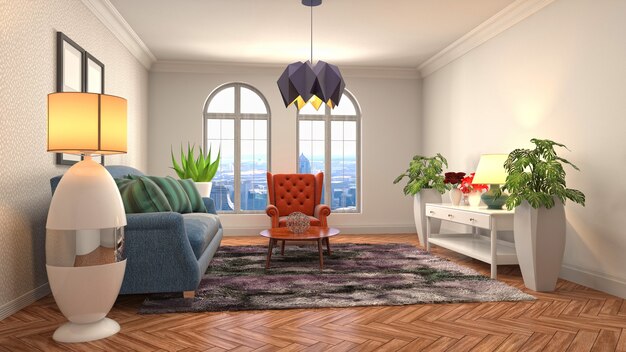 3d illustration of the living room interior