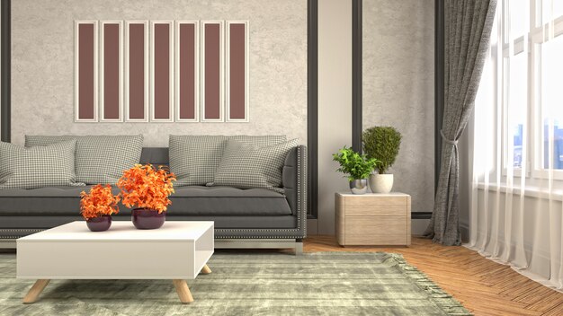 3d illustration of the living room interior