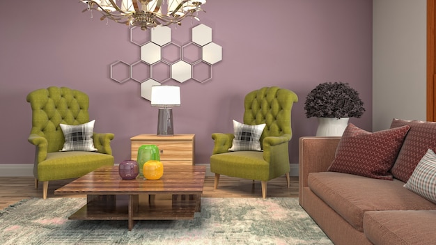 3d illustration of the living room interior