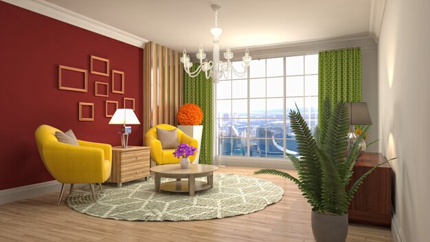 3d illustration of the living room interior