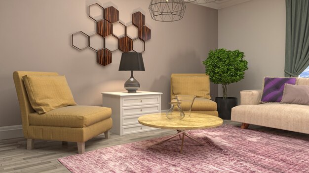 3d illustration of the living room interior