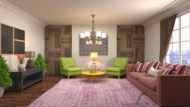 3d illustration of the living room interior