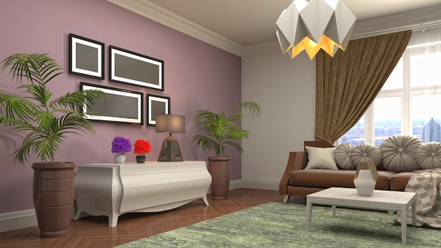 3d illustration of the living room interior