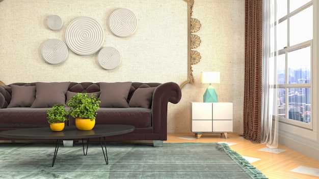 3d illustration of the living room interior