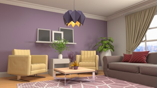 3d illustration of the living room interior