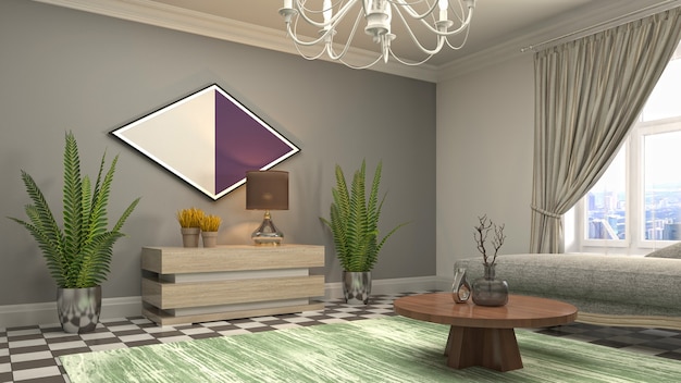 3d illustration of the living room interior