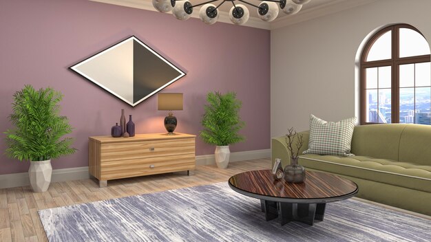 3d illustration of the living room interior