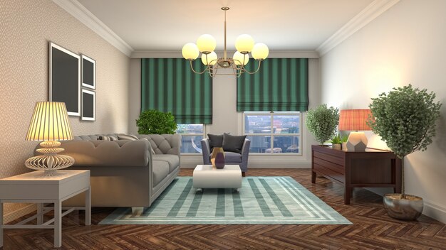 3d illustration of the living room interior