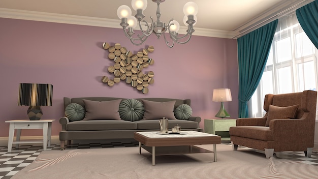 3d illustration of the living room interior