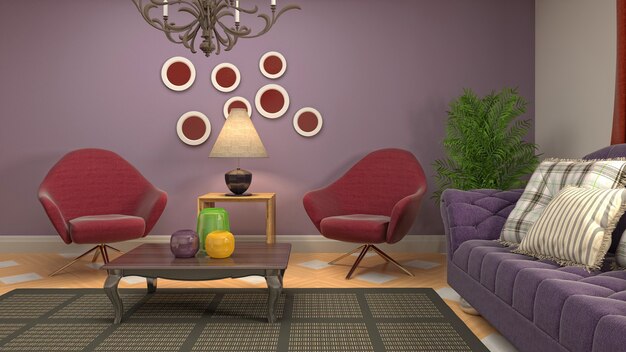 3d illustration of the living room interior