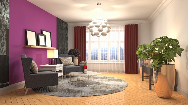 3d illustration of the living room interior