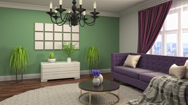 3d illustration of the living room interior