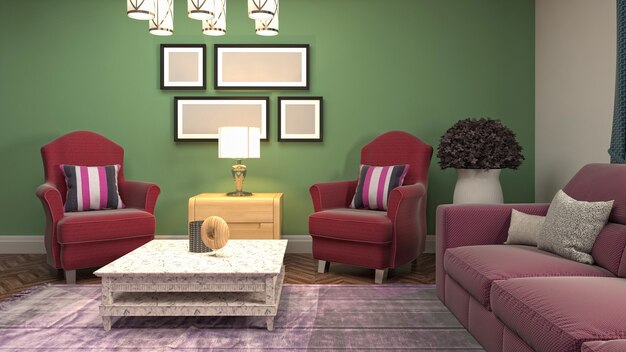 3d illustration of the living room interior