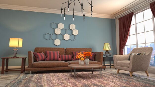 3d illustration of the living room interior