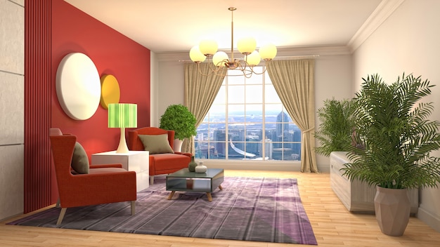 3d illustration of the living room interior