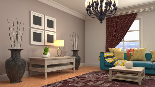 3d illustration of the living room interior