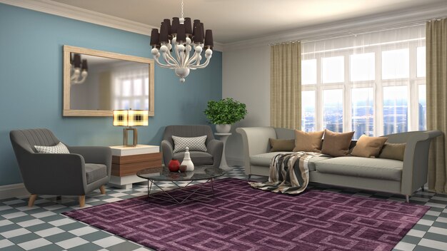 3d illustration of the living room interior