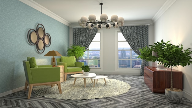 3d illustration of the living room interior