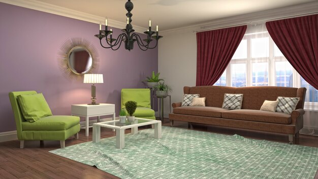 3d illustration of the living room interior