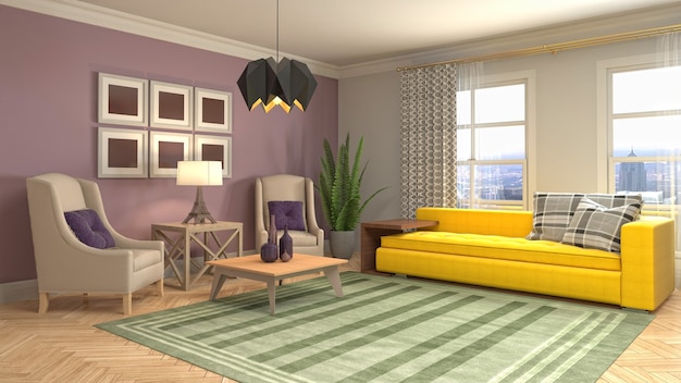 3d illustration of the living room interior