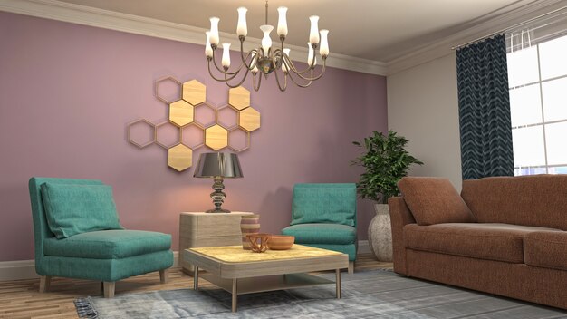 3d illustration of the living room interior