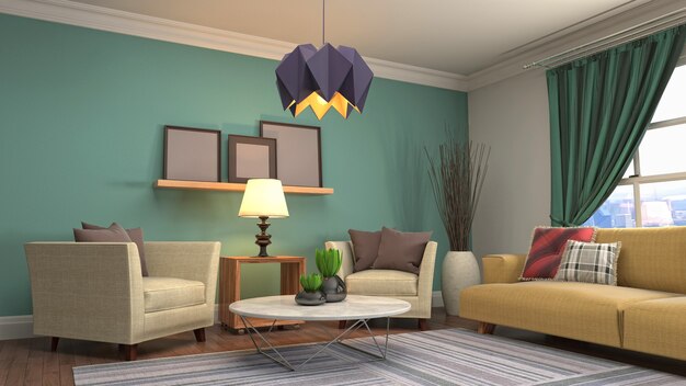 3d illustration of the living room interior