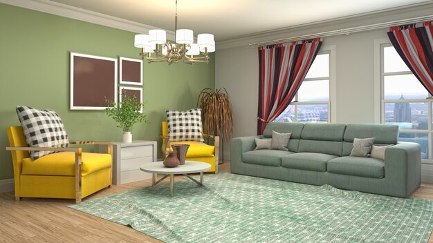 3d illustration of the living room interior