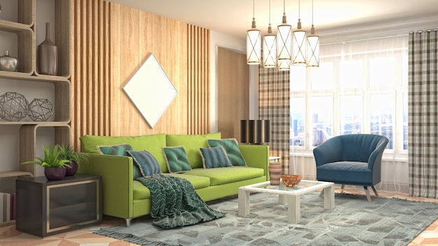 3d illustration of the living room interior