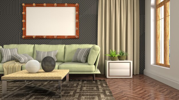 3d illustration of the living room interior