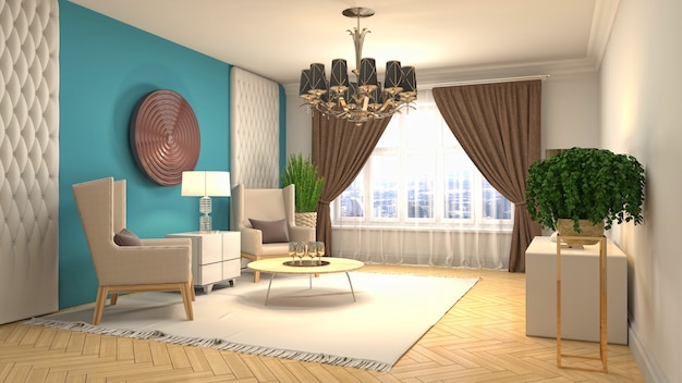 3d illustration of the living room interior