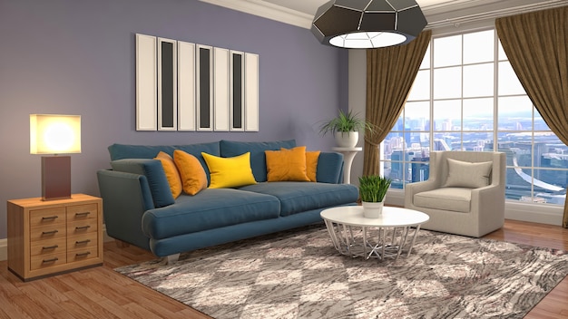 3d illustration of the living room interior