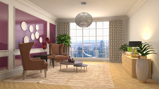 3d Illustration of the living room interior