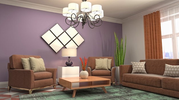 3d Illustration of the living room interior