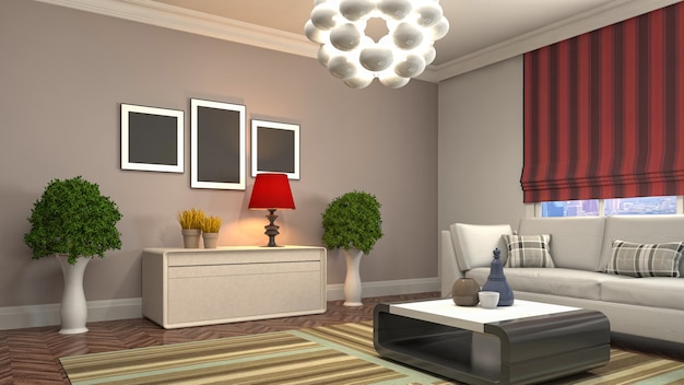 3d Illustration of the living room interior