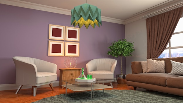 3d Illustration of the living room interior