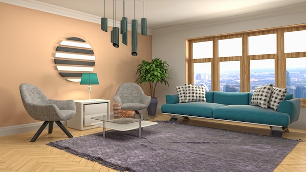 3d Illustration of the living room interior