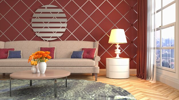 3d Illustration of the living room interior