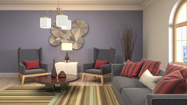 3d Illustration of the living room interior