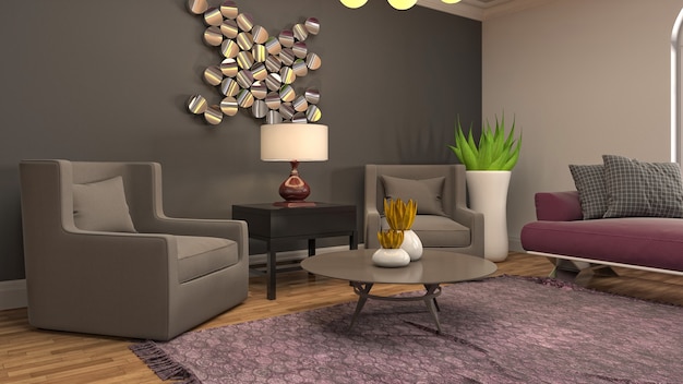 3d Illustration of the living room interior