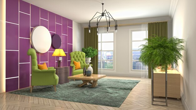3d Illustration of the living room interior