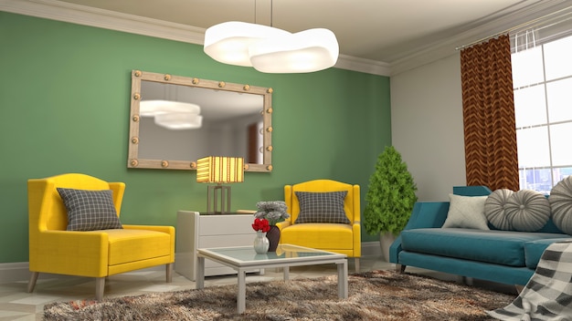 3d Illustration of the living room interior