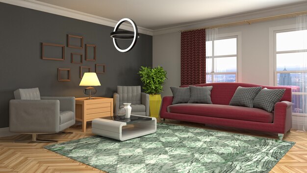 3d Illustration of the living room interior